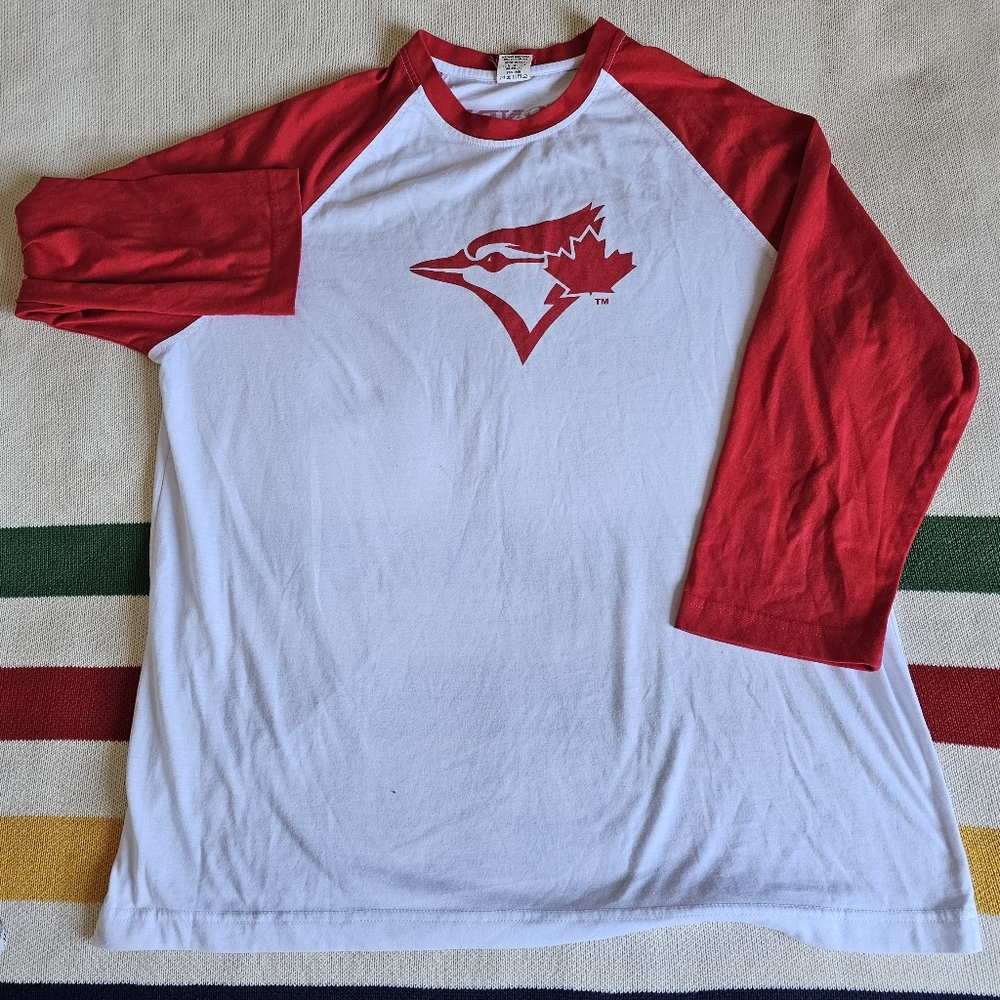 Toronto Blue Jays Red Blue Jays Baseball Raglan Shirt S XL